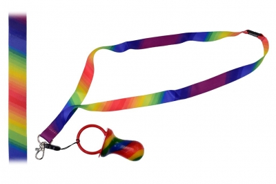 Rainbow Lanyard With Rock Dummy