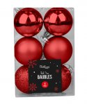 Red Baubles 5cm 6 Pack ( Assorted Designs )
