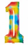35" Large Number 1 Bright Rainbow Foil Balloon