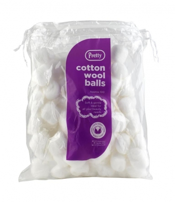 Pretty 100 White Cotton Balls In Polybag