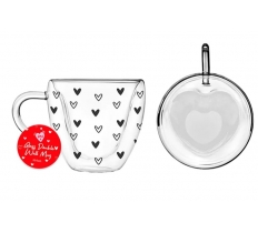 Double Walled Heart Glass Mug 250ML