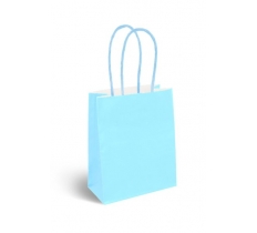 Mini Baby Blue Paper Party Bag with Coloured Handles