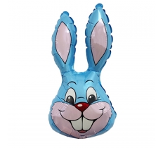 14" Pastel Blue Bunny Rabbit Head Foil Balloon