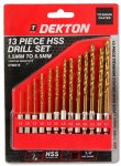 Dekton 13 Piece 1/4" Shank Hss Drill Set 1.5mm - 6.5mm