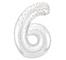 34" GLITZ 6 Rose Gold Printed Prism Foil Balloon Numeral