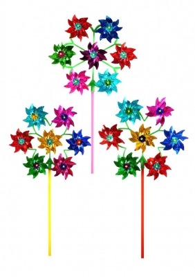 Holographic Windmill with 7 Heads 19.5cm (Assorted Colours)