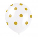 12" Latex Balloons Gold Dots Pack Of 6