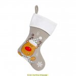 Deluxe Plush Silver White Top Reindeer Stocking 40cm X 25cm
