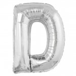Silver Letter D Shaped Foil Balloon 34" Pack aged