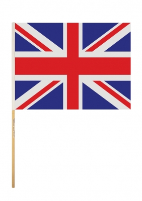 Union Jack Flag Hand W/Wood Stick 45 X 30cm