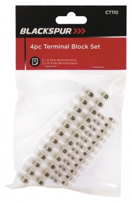 Blackspur 4 Pack Terminal Block Set ( 3Amp And 15Amp Fuse )