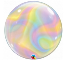 Qualatex 22" Single Bubble Iridescent Swirls Balloon