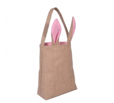 EASTER JUTE BAG WITH PINK EARS 30.5 X 10CM