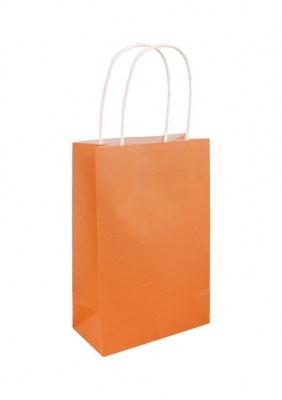 Orange Paper Party Bag With Handles 14 X 21 X 7cm