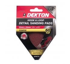 Dekton 5Pc Hook And Loop Detail Sanding Pads 93mmx93mm/ Coar