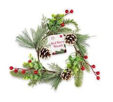 Pine Cone / Red Berry Wreath 25cm