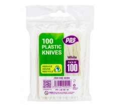 White Reusable Plastic Knife 14.5cm 100pc