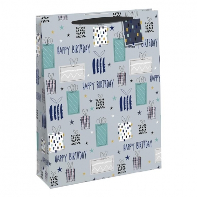 Metallic Boy Bday Lrg Bag