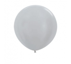 Satin Silver 24" Latex Balloons 60cm - 3 Pack