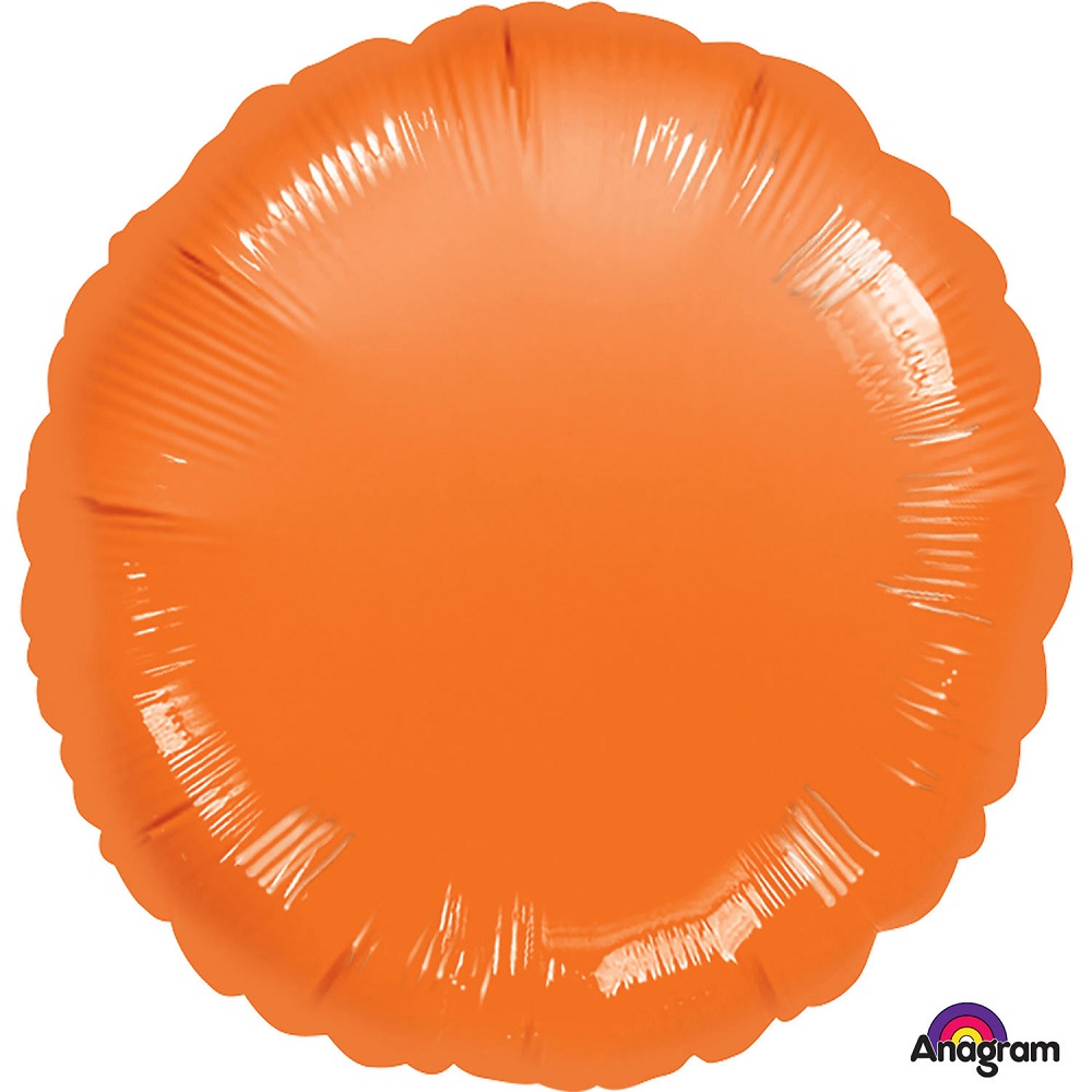 18 " Foil Round Orange Balloon - Click Image to Close