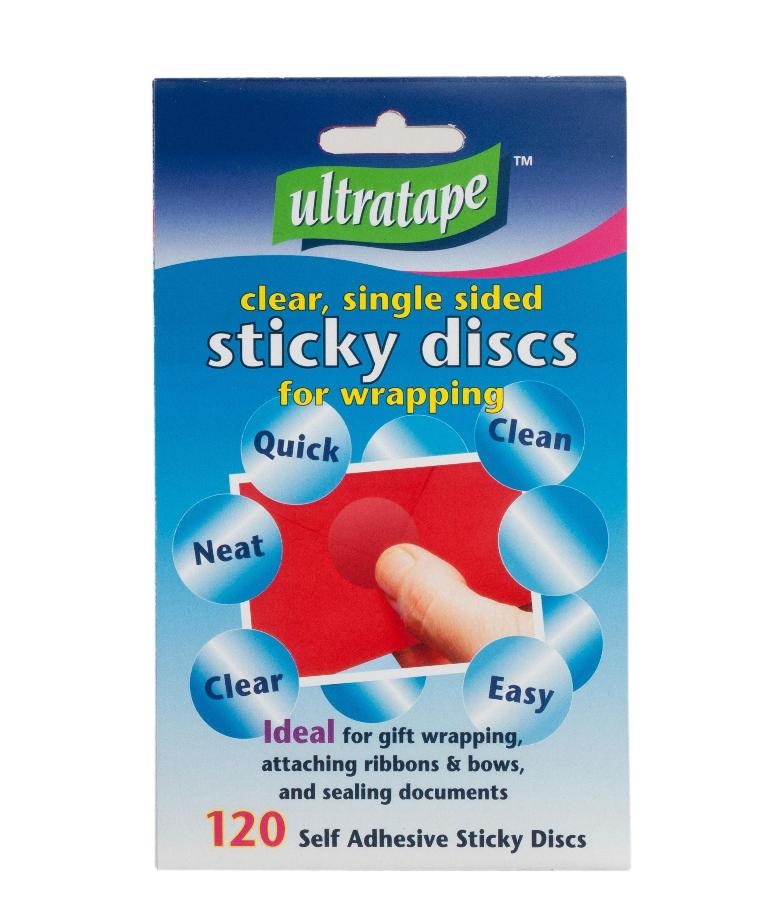 Ultratape 25mm Sticky Discs Clear 120 Pack - Click Image to Close