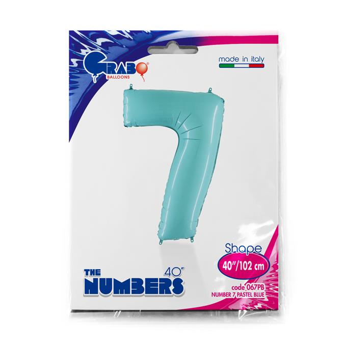 Number 7 Pastel Blue 40" Single Pack - Click Image to Close