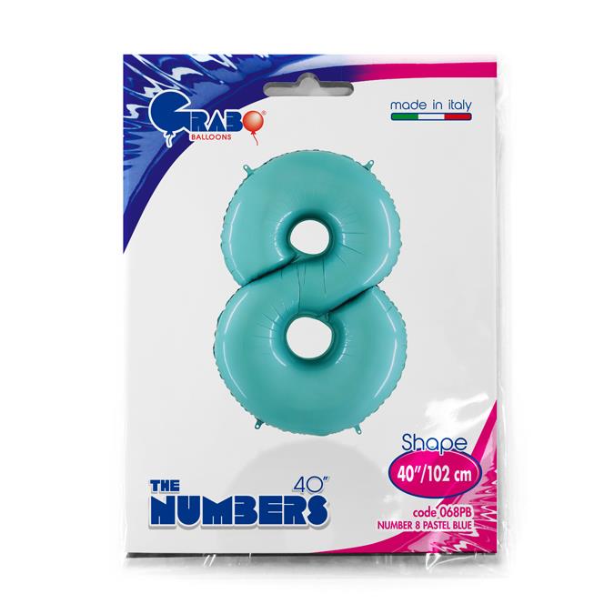 Number 8 Pastel Blue 40" Single Pack - Click Image to Close