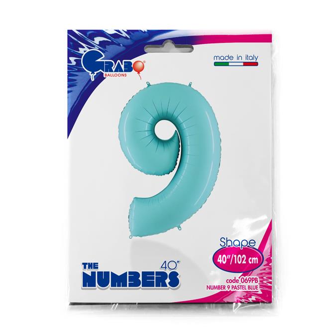 Number 9 Pastel Blue 40" Single Pack - Click Image to Close