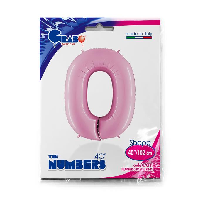 Number 0 Pastel Pink 40" Single Pack - Click Image to Close