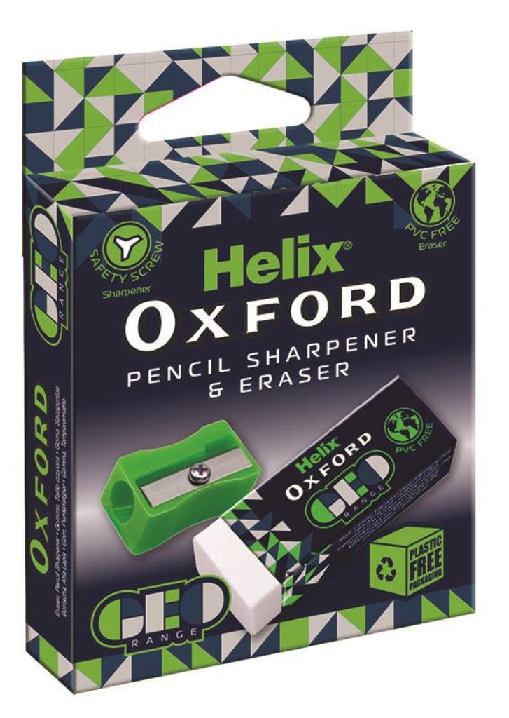 HELIX OXFORD GEO ERASER & SHARPENER GREEN - Click Image to Close