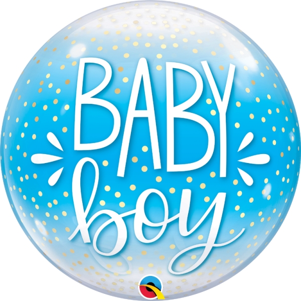 Qualatex 22" Confetti Baby Boy Blue Bubble Balloon - Click Image to Close