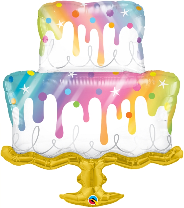 39" RAINBOW DRIP CAKE BALLOON