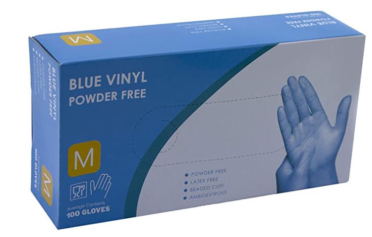 100 Vinyl Gloves Large Blue Powder Free - Click Image to Close