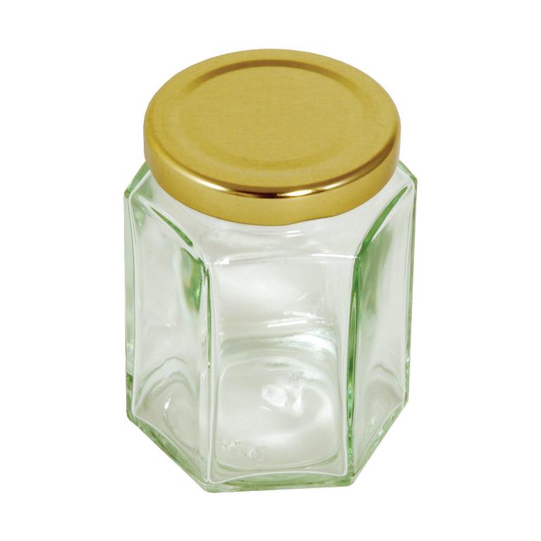 Tala Hexagonal Jar Gold Screw Lid 228g / 8oz - Click Image to Close
