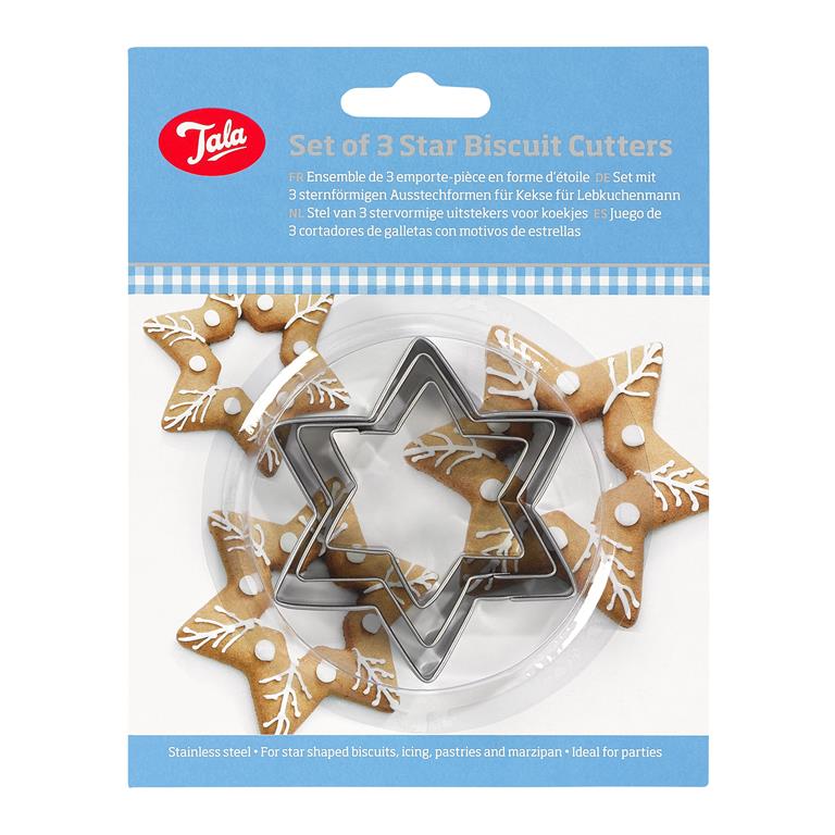 Tala Plain Star Cutters Set Of 3 S/S - Click Image to Close