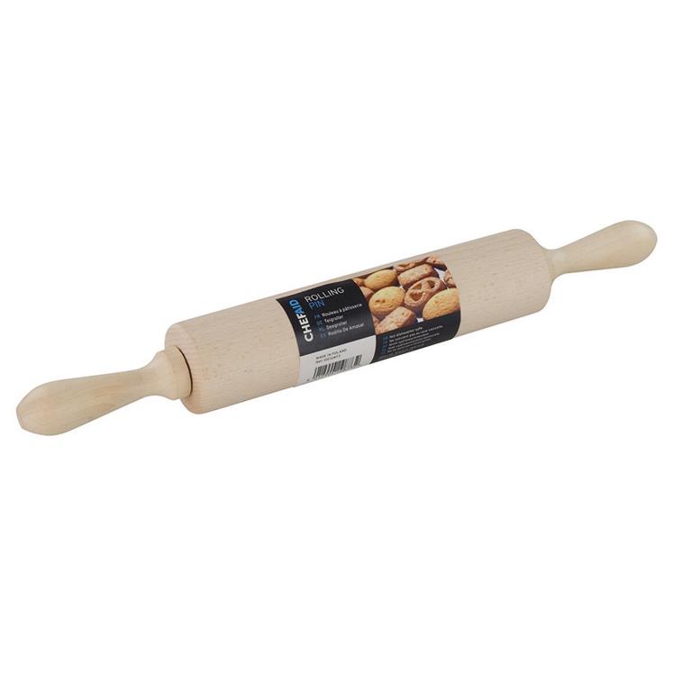 Chef Aid Beechwood Revolving 40cm Long Rolling Pin - Click Image to Close