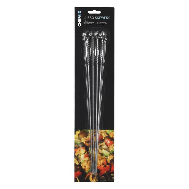 Chef Aid Metal BBQ Skewers Pack Of 4 - Click Image to Close