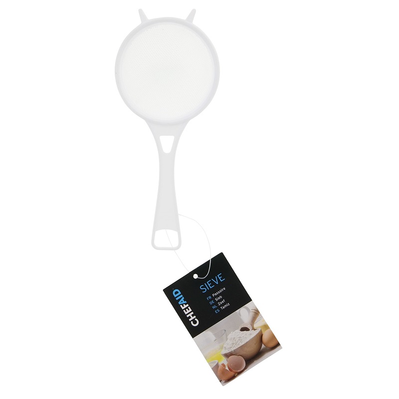 Chef Aid White Plastic Tea Strainer - Click Image to Close