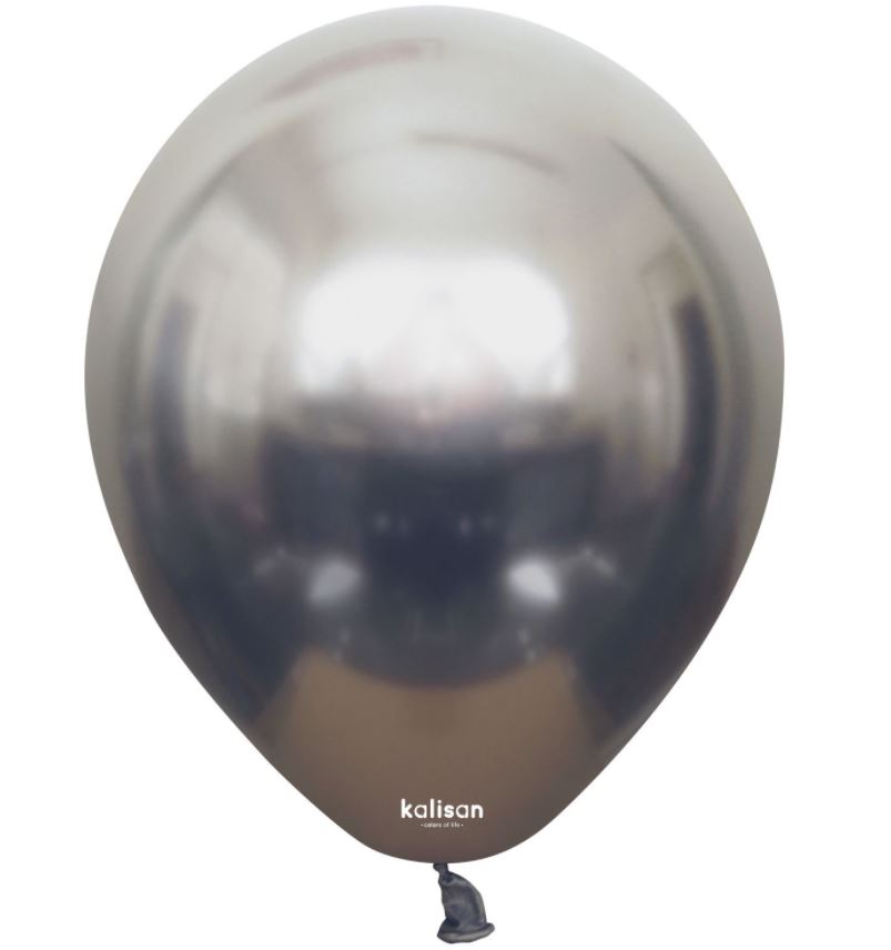 Kalisan 12" Mirror Space Grey Latex Balloon 50 Pack - Click Image to Close