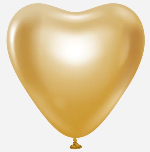 Kalisan 12" Heart Mirror Chrome Gold Balloons 25 Pack - Click Image to Close