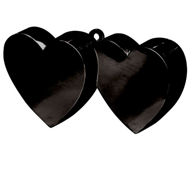 Black Double Heart Balloon Weights 170g / 6oz - Click Image to Close