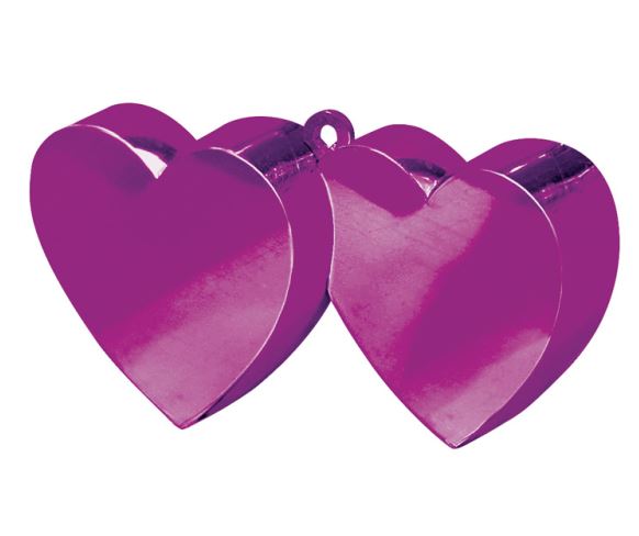 Magenta Double Heart Balloon Weights 170g / 6oz - Click Image to Close