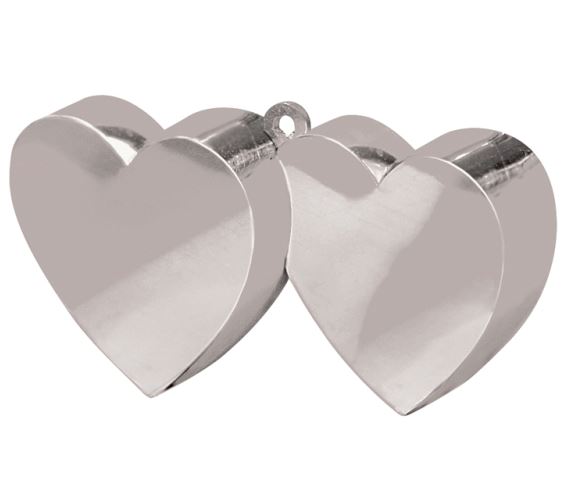 Silver Double Heart Balloon Weights 170g / 6oz - Click Image to Close