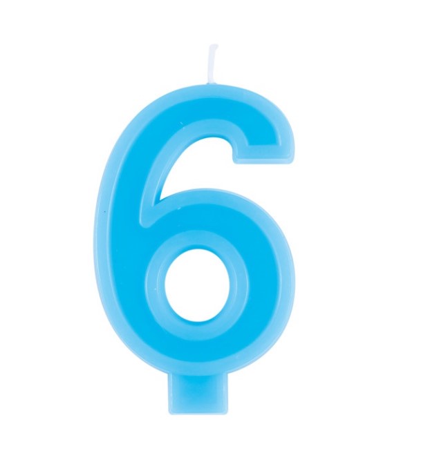 Raised Border Number 6 Birthday Candle - Click Image to Close