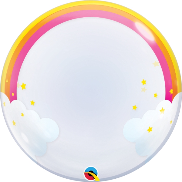 Qualatex 24" Rainbow Clouds Deco Bubble Balloon - Click Image to Close