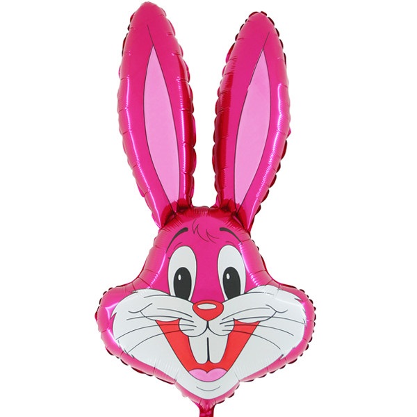37" Pink Bunny Rabbit Head Foil Balloon ( Unpackaged ) - Click Image to Close