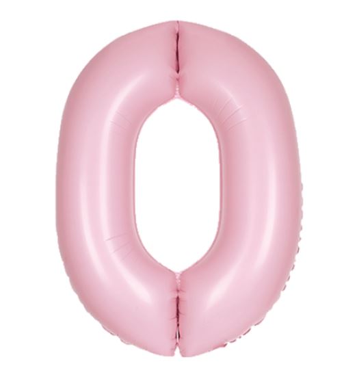 34" Unique Matte Lovely Pink Number 0 Foil Balloon - Click Image to Close