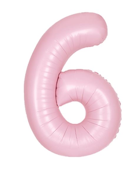 34" Unique Matte Lovely Pink Number 6 Foil Balloon - Click Image to Close