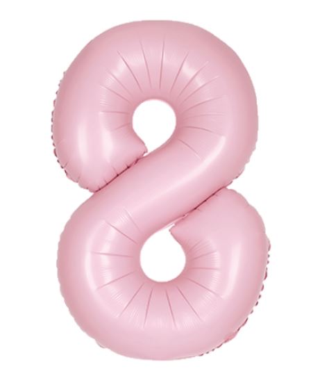 34" Unique Matte Lovely Pink Number 8 Foil Balloon - Click Image to Close