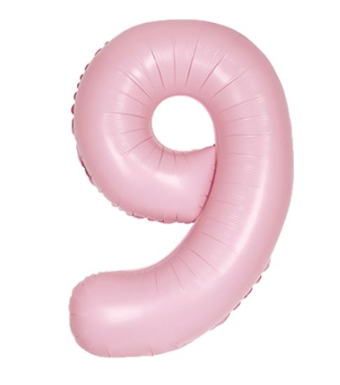 34" Unique Matte Lovely Pink Number 9 Foil Balloon - Click Image to Close